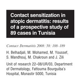 Severity influences risk of sensitization in AD patients Higher contact sensitization in