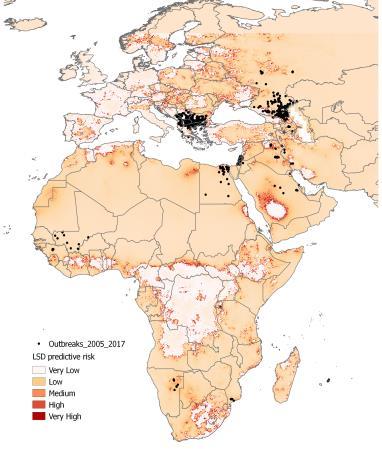 Results (2): Distribution of LSD predicted risk areas (data based on reports received up to