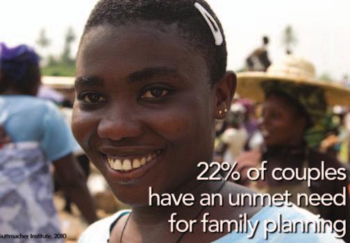 1 Right now, 22 percent of married women in sub-saharan Africa have an unmet need for family planning, meaning that they want to delay their next birth or not have any more children, but