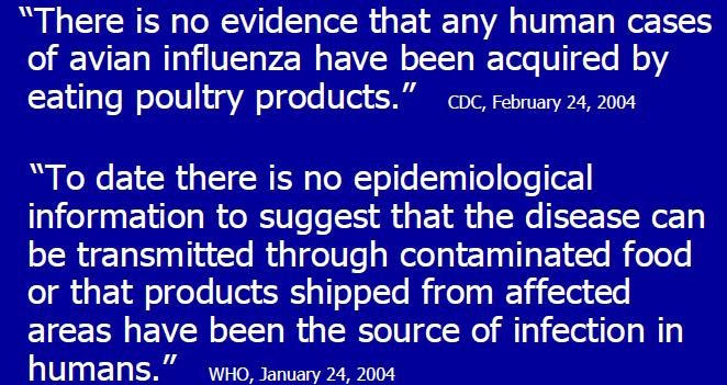 CÚM GIA CẦM H5N1 Không có bằng chứng nào cho thấy mắc bệnh cúm do ăn sản phẩm từ gia cầm Hiện nay, về