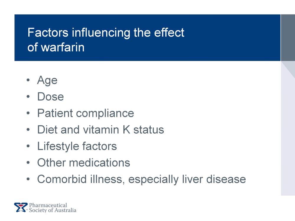 Warfarin is particularly prone to interactions with other drugs, herbal medicines and dietary factors.
