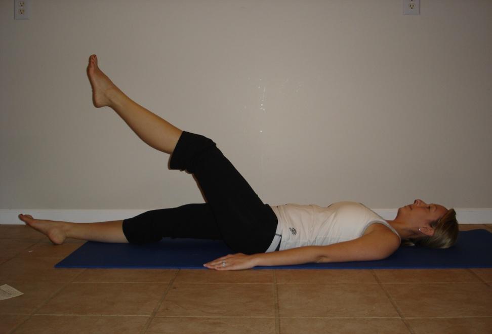 Move leg only as much as you can keep pelvis still Inhale first part of