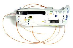 Intravascular brachytherapy Beta- Cath system Sr- 90 20, 40, 60 mm source train Prescrip;on based on