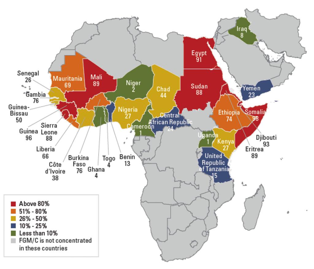 Appendix 1: Countries that practice FGM When assessing for risk of FGM and country of origin it is important to consider the following; increased migration around the world, mixed