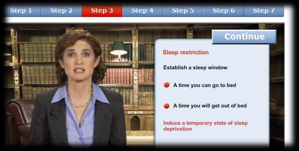 3, RESTORE will make a recommendation on what technique to focus on (sleep restriction, stimulus control