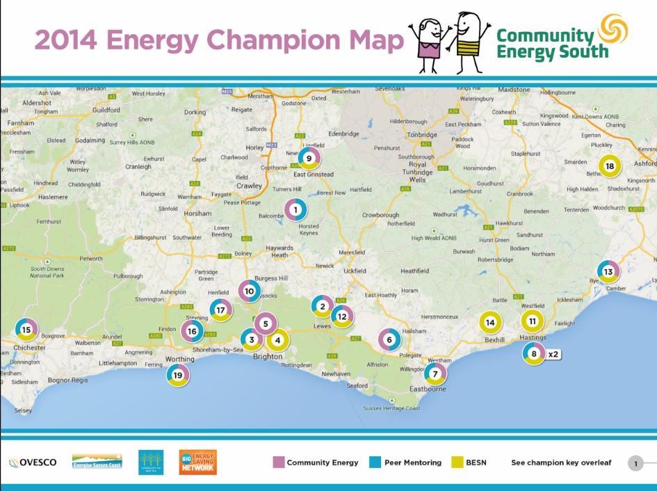 Big Energy Saving Network Interim Report from Energise Sussex Coast Nicki Myers Introduction Energise Sussex Coast has 15 Champions across the South East of England covering parts of Kent in the East