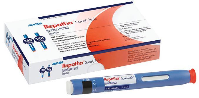 Repatha- evolocumab injection, solution. Amgen. DailyMed [online]. Updated July 2016.