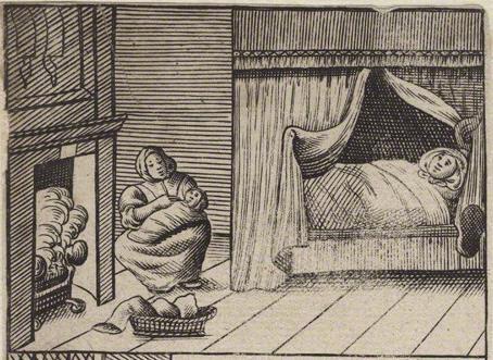 Illustrations Figure 4.27: The delivery room, mother, midwife and baby.