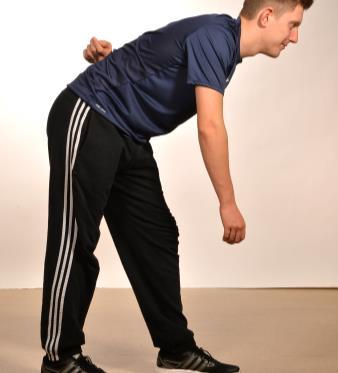 1) Leaning forwards from your hips, circle your arms from your shoulder in