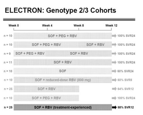 100% SVR when given with IFN Polymerase Inhibitor + RBV: Genotype 1 12 weeks treatment 100% SVR with RBV in treatment naives 60 68% response if No Ribavirin Decreased Ribavirin Treatment experienced
