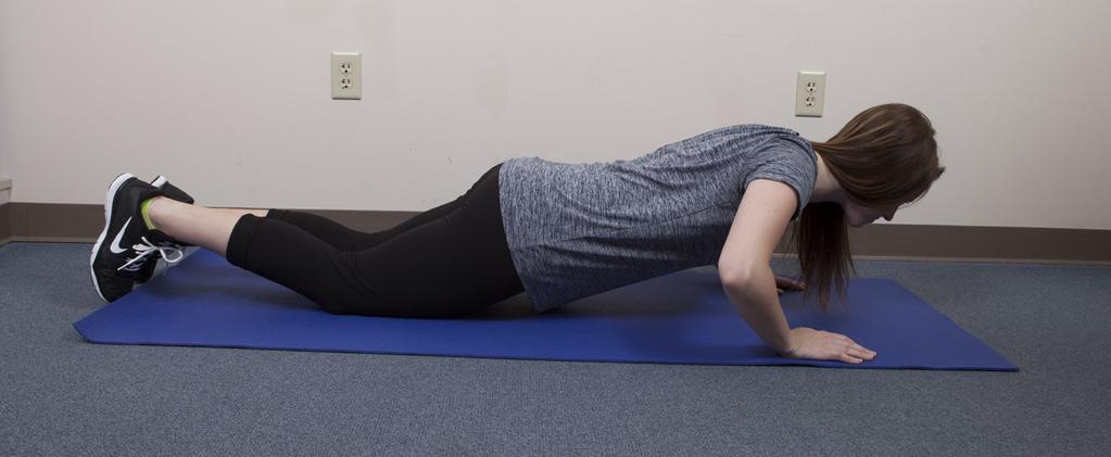The back and should be straight, like a plank, throughout the exercise Count to 4 as you lower your body to