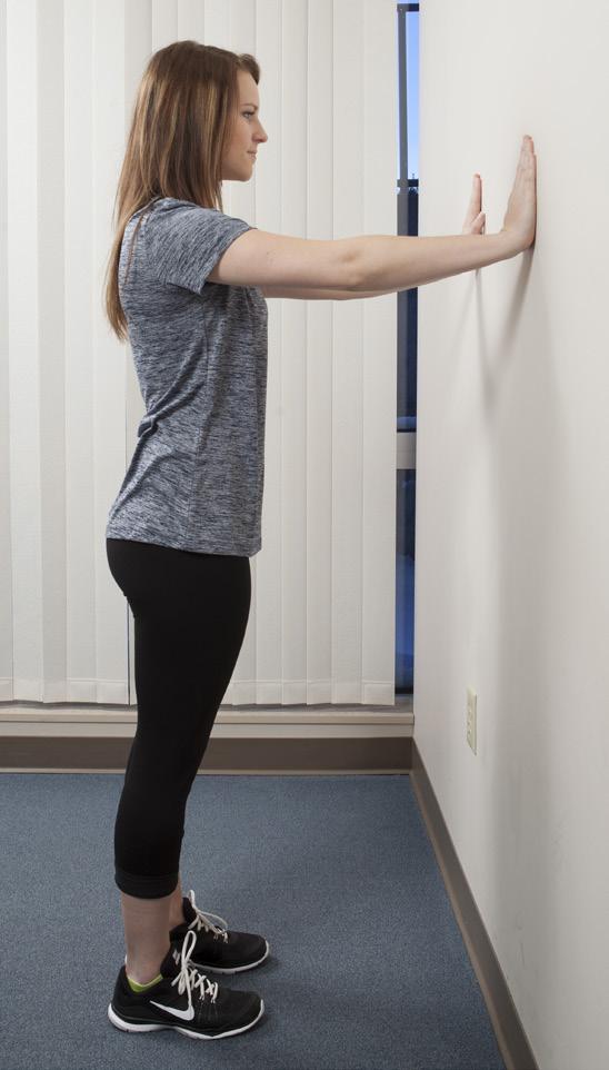 Standing Exercises Arm press or wall push-ups: This exercise helps strengthen the arm, shoulder and chest muscles.