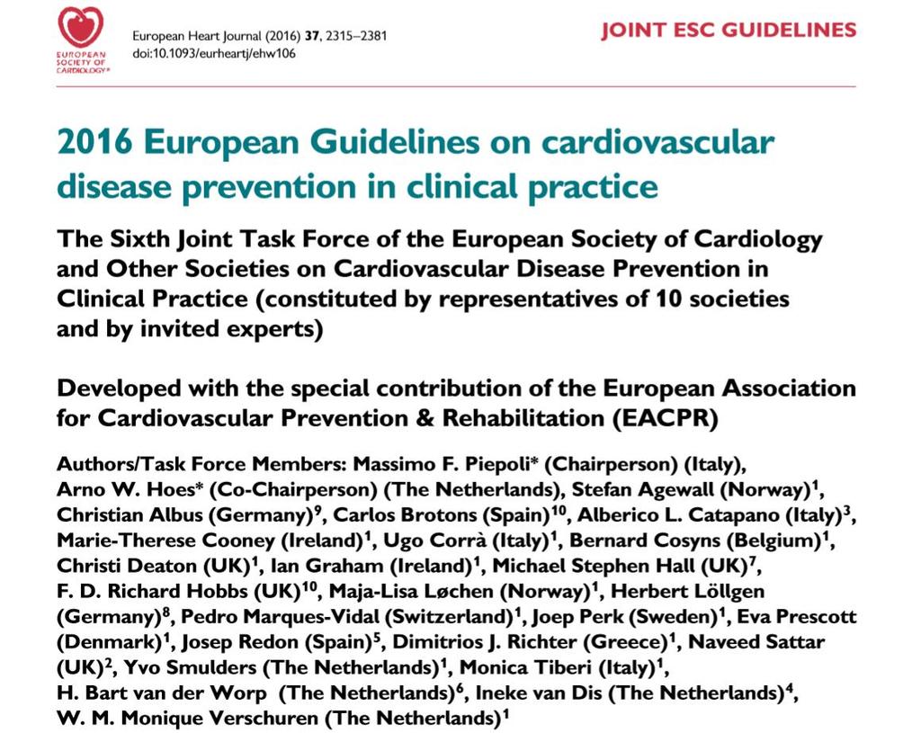 2017 ESC Guidelines Peripheral Arterial Diseases