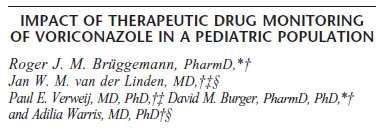 Azole dosing issues: voriconazole in children PIDJ 2011 Recommended dosing schedule at