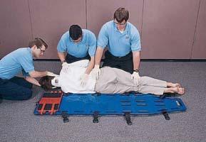 Emergency Care of Spine Injury Spinal immobilization Stabilize the head Log-roll patient onto the board Immobilize torso to the board Immobilize the patient s head to the board Secure the legs to the