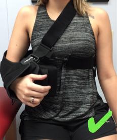 Example of incorrect positioning of the shoulder sling.