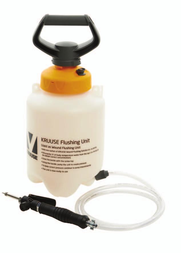The flushing unit delivers 3L of fluid in less than 5 minutes.