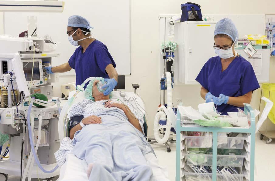 In this hospital the patient is starting their anaesthetic in the operating theatre.