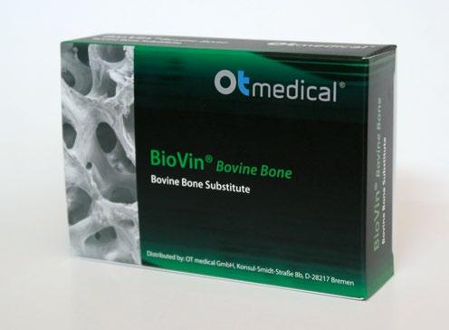 BioVin Bovine Bone PROPERTIES Safe and Biocompatible Interconnecting pore system ensures fast revascularization Long-Term Volume Stability Micro & Macro Porosity Highly Purified Processing