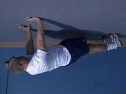 Push-Ups Start in the down position. Place hands no more than shoulder width apart.