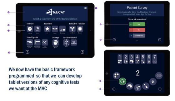 Tablet-based Cognitive Assessments Tablet-based cognitive screening tools Brief form (5 7 minutes) sensitive to mild brain health problems Longer form (30 minutes) supports differential diagnosis