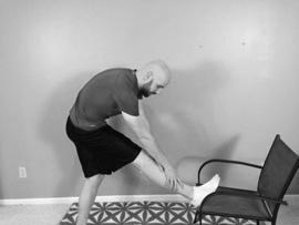 Extend leg out and place foot/ankle in chair.