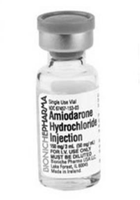 Amiodarone Therapeutic Category: Class III: Antiarrhythmic Mechanism of Action: Slows AV conduction and prolongs QT interval through actions mediating effects on NA, K, CA channels Blocks alpha and