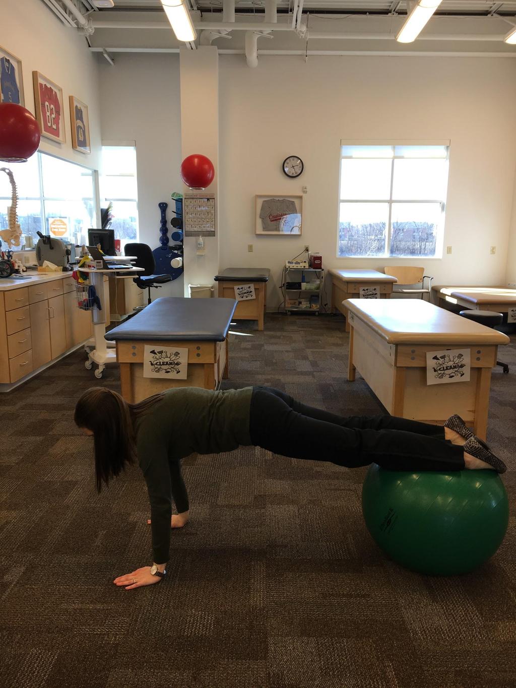 Walkouts on a Stability Ball Start with your chest on the ball.