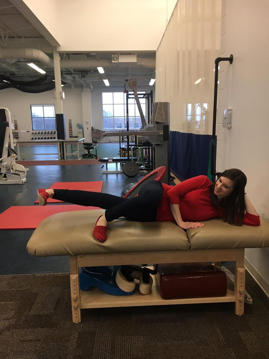 Hip Adductor Straight Leg Raise Lay on your side with top leg crossed over the bottom leg.
