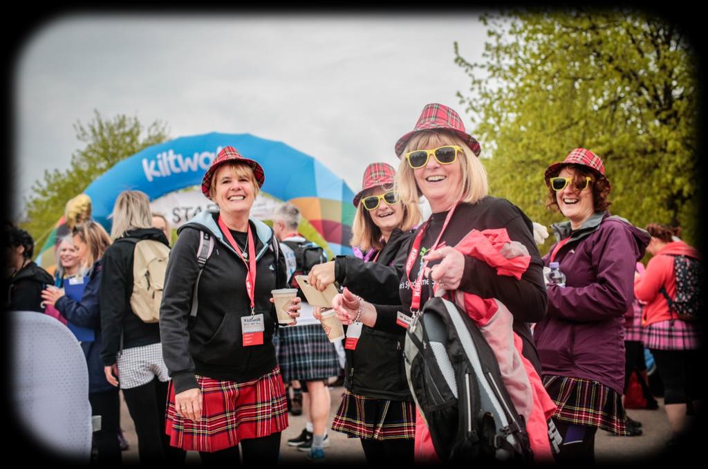 BENEFITS FOR YOU No event costs Getting your charity involved in the Kiltwalk is completely free! Every penny that your supporters raise goes to your charitable projects.