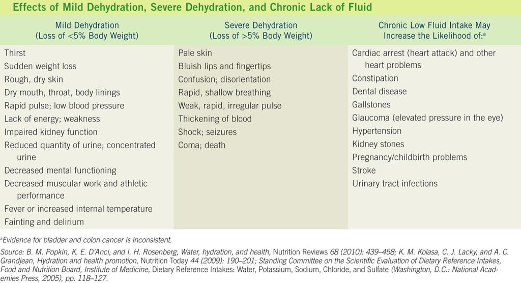 Effects of Mild Dehydration, Severe Dehydration, and