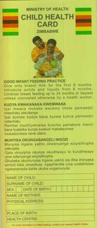Context -1 The Zimbabwean Ministry of Health promotes exclusive breastfeeding until 6 months, followed by sustained breastfeeding for 2 or more years along with appropriate complementary foods For