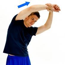 body. LATISSIMUS STRETCH Start in an upright position and arms over head.