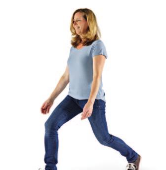 Exercise 2 Upper leg strength Stand with your feet hip-width apart and parallel. Take a step backwards into as big a lunge as possible. Your weight should be evenly distributed between both legs.