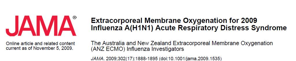 15 adult ICUs, ECMO performed when conventional MV was insufficient, 68 patients with ARDS due to pandemic