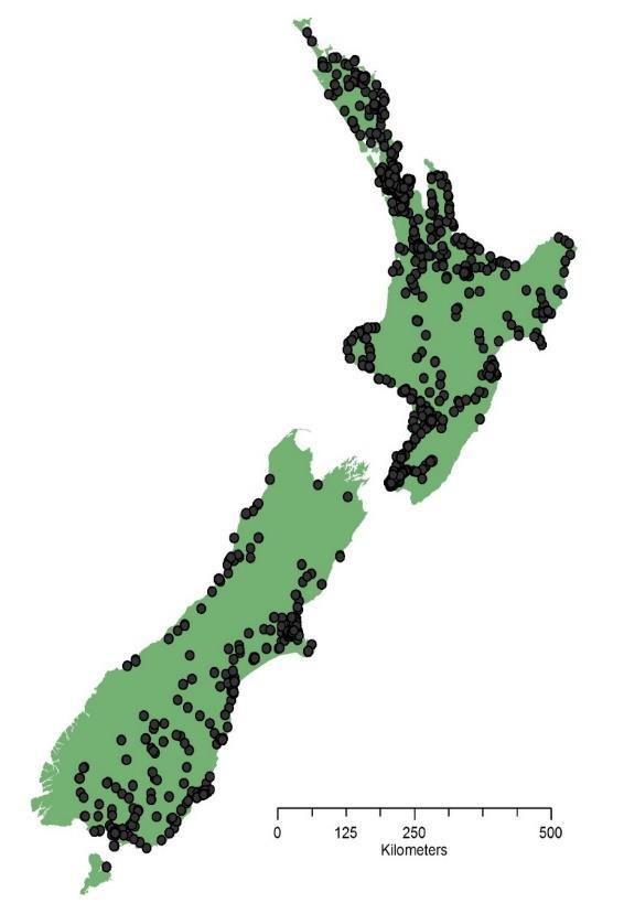 Tobacco retailers in NZ 5008 outlets identified 46% high schools have outlet within 500m 53% outlets are within 1km of high school; average 6 outlets