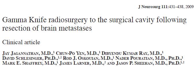Radiosurgery to a Tumor Resection Cavity Following a gross total resection of a brain metastasis,
