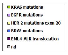 HER2 exon 20 mutations BRAF mutation PI3KCA mutations EML4-ALK translocation KRAS mutations BRAF mutation microsatellite instability if <
