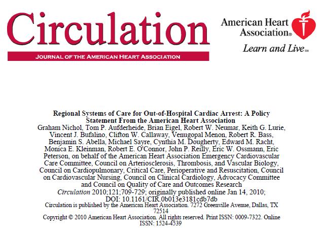 Regionalization of post-resuscitation care Hospital role Nichol et al.