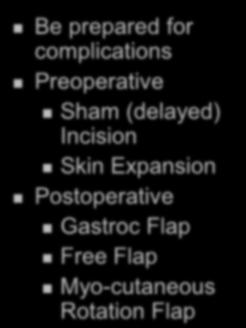 for complications Preoperative Sham (delayed) Incision Skin Expansion Postoperative