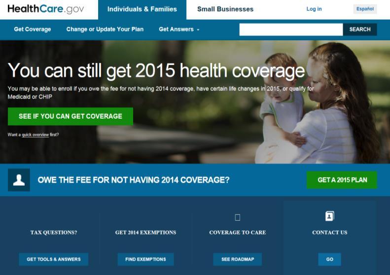 HealthCare.gov Home Page http://www.healthcare.
