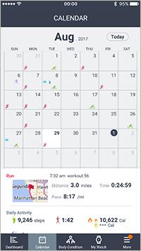 Using the Calendar You can easily view your workout and daily