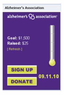 More Facebook Tips & Information Facebook Fundraising Badge Our Walk to End Alzheimer s has a Facebook badge to help you stay connected and fundraise.