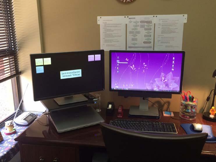 If you primarily use one monitor and the second is used to a lesser degree, arrange as shown in the picture on