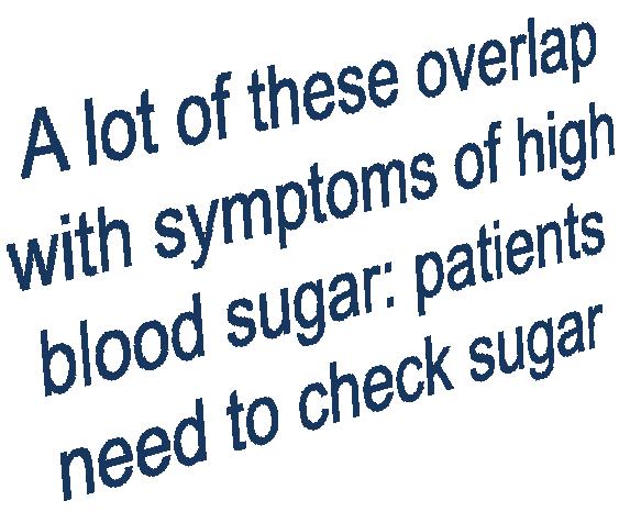 Symptoms of low blood sugar CNS GI Headache Confusion Personality changes Blurry