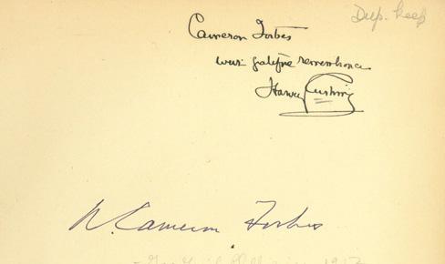 eron Forbes with grateful remembrance Harvey Cushing. With Forbes s signature and bookplate. $3000 First Edition.
