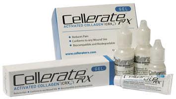 Activated Collagen CellerateRx Activated collagen = Hydrolyzed Collagen fragments 1/100 th native collagen >65% hydrolyzed Type I collagen derived from bovine source in gel