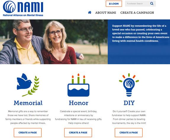 Step 2: Create Your Page Creating a page on NAMI s personal fundraising site, ifundraise.nami.org, takes only a few minutes, but the impact of your fundraiser could last a lifetime.