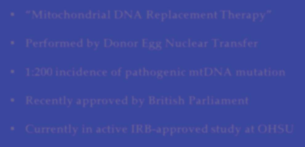 IVF Treatment of Genetic Mitochondrial