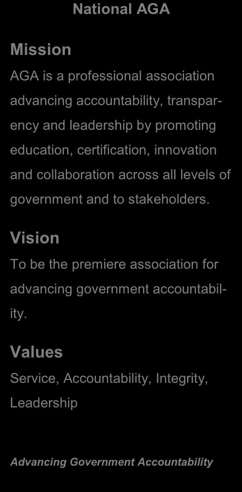 Vision To be the premiere association for advancing government accountability.
